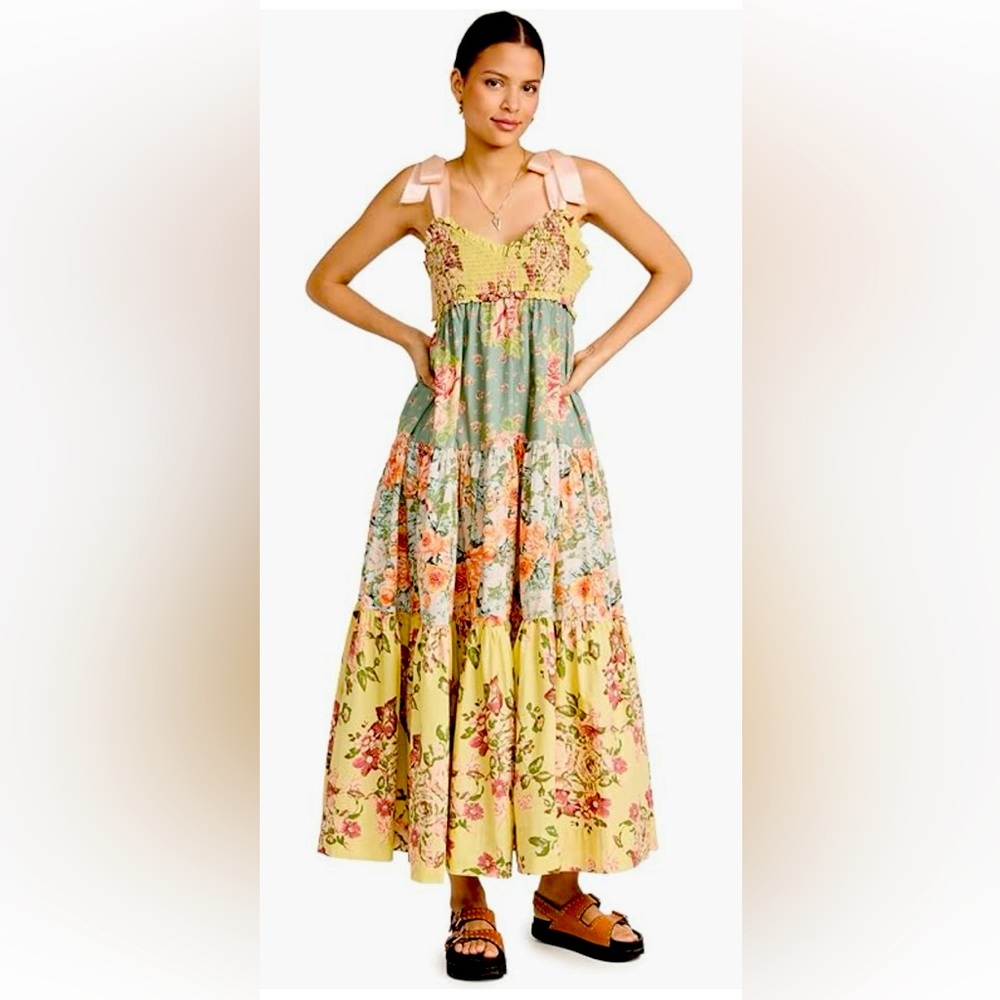 Free People Bluebell Mixed Floral Cotton
Maxi Dress.